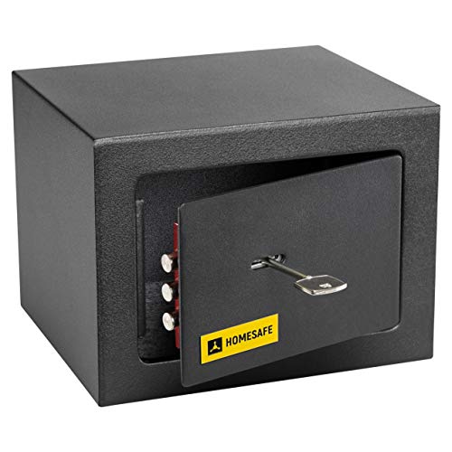Homesafe HV15K Tresor Safe mit Schlüssel-Schloss, 15x20x17cm (HxWxD ), Carbon Satin Schwarz