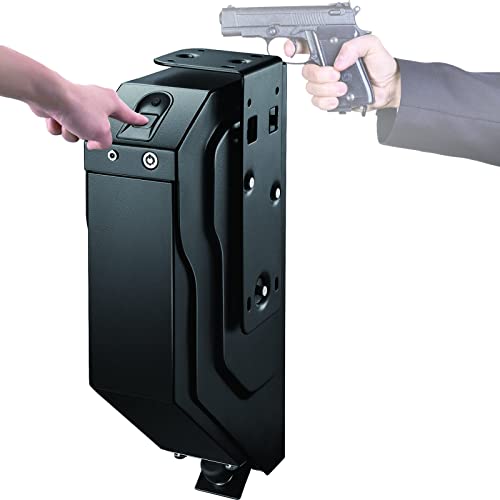 Kurzwaffenschrank,Schlüsselbox mit Zahlenkombination,Mini Kurzwaffe Tresor,Stahl Security Gun Box, mit Fingerabdruck und Schlüssel Tragbare Pistole Waffenschrank,für Hause,Fingerprintlock
