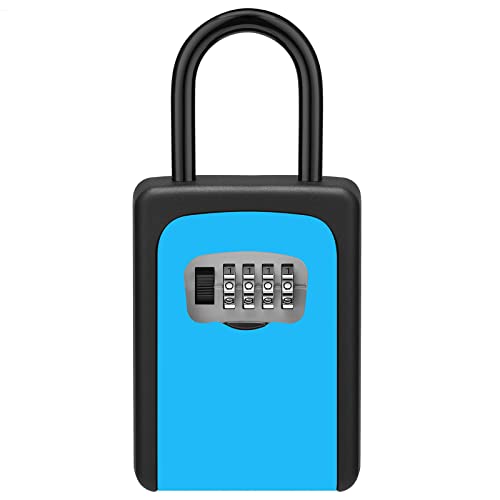 Schlüsselkasten mit Zahlencode Outdoor-Schlüsseltresor mit 4-stelligem Passwort Wand Wasserdichter Schlüsselsafe für Haus Fabrik Garagen Büro,Blau