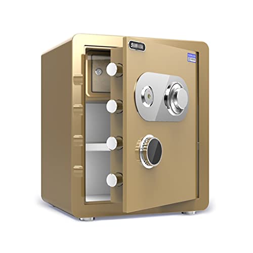 Feuerfester Tresor,45 cm mechanischer Dual-Security-Stahl-Tresorschrank,Zahlenschloss-Tresor für Ausweispapiere,A4-Dokumente,Juwelen-Tresorschrank (Farbe: Weiß) (Gold)