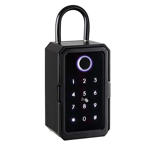 Qutsvosh Schlüsselschrank mit Code, Schlüsseltresor Schwarz Schlüsselsafe Fingerabdruck für Außen/Innen Schlüsselsafe Fingerabdruck für Zuhause/Garage/Büro (Bluetooth)