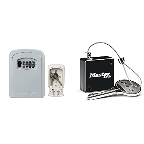 Master Lock Schlüsseltresor + Ausziehbares Schlüsselkabel [Weiß] [Medium] [Wandhalterung] - 5401EURD - Schlüsselsafe