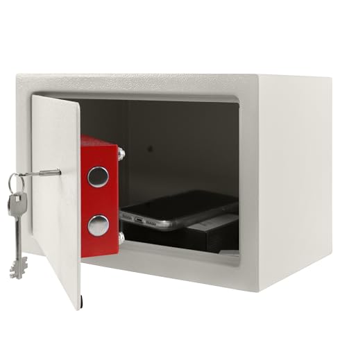 ACXIN Tresor Safe für zuhause Möbeltresor mit Schlüssel Wandtresor mit 2 x Schlüssel und Befestigungsschrauben Wandsafe aus Stahl mit Doppelbartschloss (31x20x20cm)