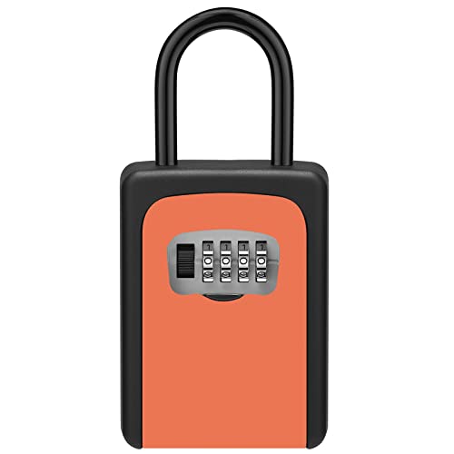 Schlüsselbox Schlüsseltresor for den Außenbereich, an der Wand befestigt, wasserdichte 4-stellige Kombinationsschlüsselaufbewahrung for Schule, Fabrik, Heimbüro, Wohnung, Orange ( Color : Orange )