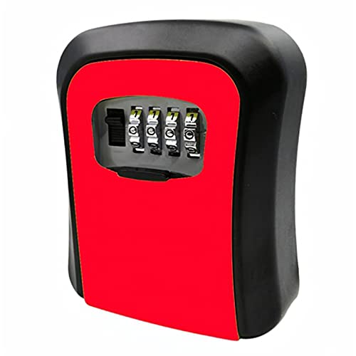 JTRHD Schlüsseltresor für den Außenbereich Key Lock Box Aluminiumschlüssel-Speicher-Sperrkasten for Innen im Freien An der Wand montiert (Farbe : Rot, Size : 11.5x9.5x3.9cm)