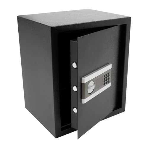 KEESUNG 45L Tresor Safe, Kombinationssafe Tresor Feuerfest Wasserdicht Tresor mit Dreifachverriegelung aus Stahl für Ausweise, A4 Dokumente, Laptops, Schmuck, Bargeld, Schwarz