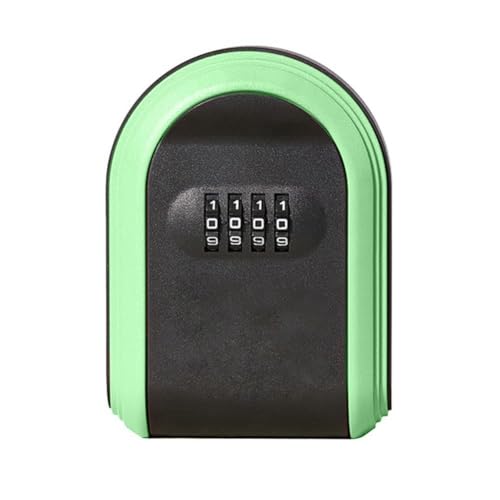 Veenewy Wetterfester Schlüsseltresor 4-stellige Zahlenkombination Outdoor Schlüsselaufbewahrungskoffer Wand Schlüsselschloss Box Schwarz Grün