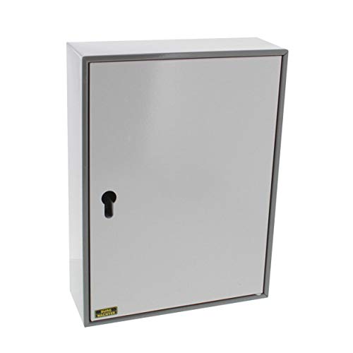 Burg-Wächter Schlüsselschrank zur Wandmontage, vorgerichtet für Profil-Halbzylinder (Normallänge), ohne Zylinder, 74 Haken, Türanschlag rechts, Stahlblech, 6700/74 R V-PZ, Dunkelgrau/Hellgrau
