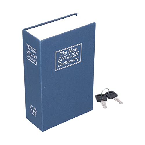 Alvinlite Tresor in Buchform, kleiner blauer Safe aus ABS-Eisen, hohe Kapazität, langlebige Mini-Spardose mit Schlüssel als Geschenk für Freunde und Familie