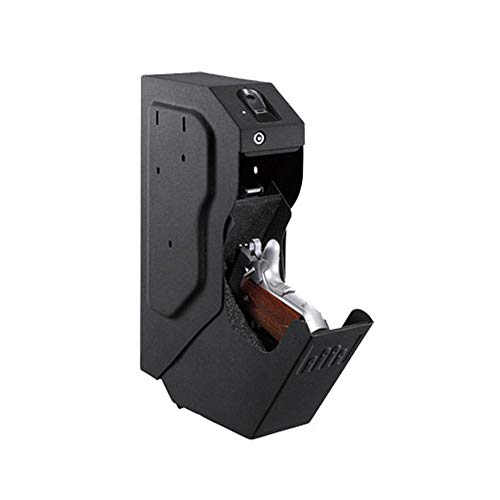 Portable Storage Waffentresor, Fingerabdruck biometrischer Ersatz Key Lock Safe, Schreibtisch Unter Pistole Halter Safe, Anti Diebstahl Stahl Guns Strongbox