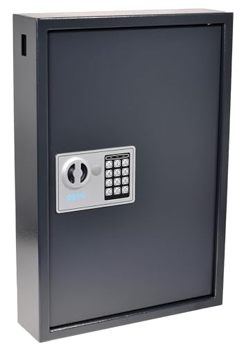 Pavo 8033911 Schlüssel-Kasten/Schrank/Tresor, High security mit elektronische Sicherung, 50 Haken mit seitlichem Schlüsseleinwurf, dunkelgrau