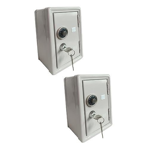 2 Stk Neuheit Münzbank Kidcraft-spielset Münzglas Münzdose Kleiner Tresor Mini-spielzeug Bank Spielzeug Mini-safe Geld Kann Schlüsseltresor Geldbehälter Kind Weiß Tragbar Spardose