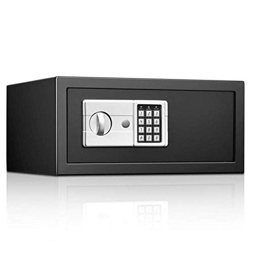 Digitaler Tresor mit digitaler Tastatur und LCD-Bildschirm, sichere Geldkassette, Schlösser für Zuhause, Hotelsafe, Wertsafe, Spardose, schwarz, 43 x 36 x 20 cm
