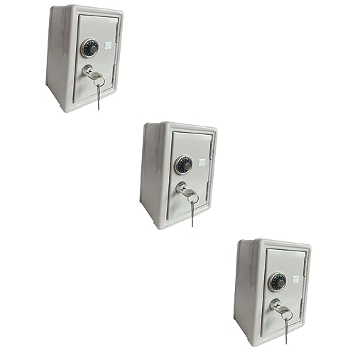 OSALADI Kinderspielzeug 3 Stk Mini Sparschwein Mini-Safes Kleinkindspielzeug Schlüsseltresor Spielset für Kinder Mini-Spielzeug Metall sicher Sparbüchse Aufbewahrungskiste Weiß