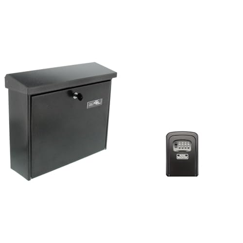 Burg Wächter Briefkasten, A4 Einwurf-Format & Schlüsseltresor mit 4-stelligem Zahlencode für außen und innen, Sicher, Wandmontage, Key Safe 30 SB, Schwarz