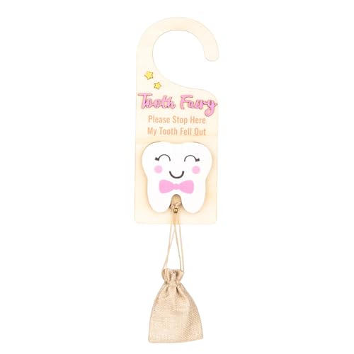 GkgWuxf Kleiderbügel, Halter, Verlorene Zähne Pickup Box mit Geldschlitz, Hölzern fördern Andenken mit einem kleinen Beutel, niedlichen Souvenir, Schlafzimmerdekoration