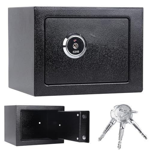 Allright Möbeltresor Doppelbartschloss Tresor mit Schlüssel 6.4L Dokumententresor Geldschrank Sicherheitsstufe Safe 23 x 17 x 17.3 cm