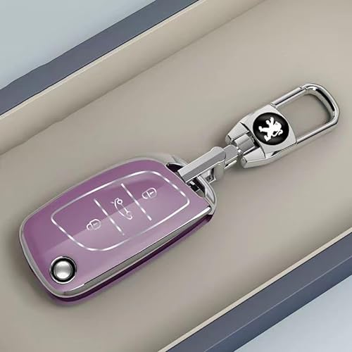 LEVABE Autoschlüssel Hülle für Peugeot Traveller Compact, TPU Schlüsselabdeckung Schlüsselbox Cover Schutz Schlüssel Gehäuse Zubehör,2-C