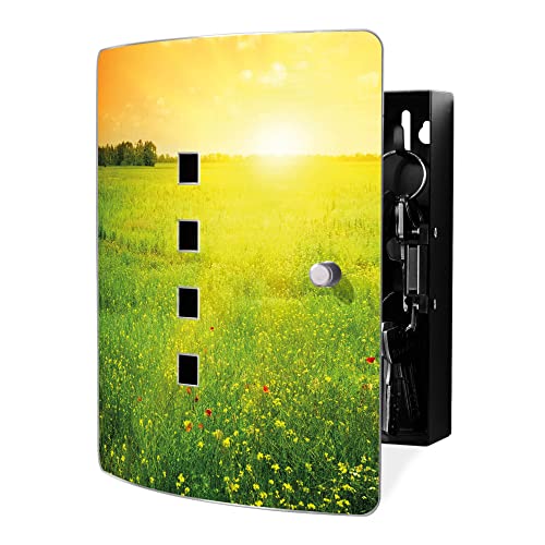 banjado Design Schlüsselkasten aus Edelstahl für 10 Schlüssel/Schlüsselbox zur Schlüsselaufbewahrung 24 x 21,5 x 7cm groß mit praktischem Magnetverschluss/Motiv Guten Morgen 2