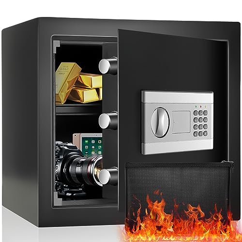 Tresor Safe Hotelsafes Tresor Feuerfest Wasserdicht mit Zahlenschloss Elektronischer Gro?er Geldtresor Notschl¨¹ssel Dreibolzen Verriegelung Wandtresor f¨¹r Schmuck Bargeld Dokumente Weigudoc