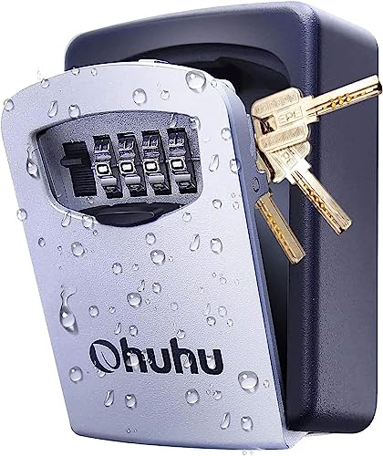 Schlüsselkasten, Ohuhu Schlüssel Tresor mit 4-Stelligem Zahlencode, Wasserdicht Schlusselaufbewahrung, Schlüsseltresor für Ersatz Haus Schlüssel, Haus Garagen Schule