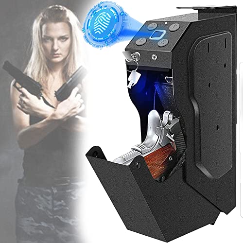 BEIJIAYI Waffentresor Fingerabdruck Biometrisch + Passwort + Ersatzschlüssel 3-in-1, Stahl Security Gun Box, Geld/Bargeld-/Schmuckschloss-Safe, Schreibtischschrank-Waffensafe