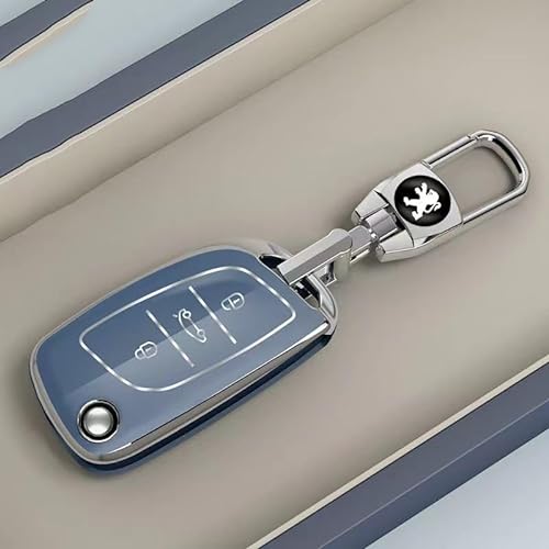 LEVABE Autoschlüssel Hülle für Peugeot Traveller Compact, TPU Schlüsselabdeckung Schlüsselbox Cover Schutz Schlüssel Gehäuse Zubehör,3-C