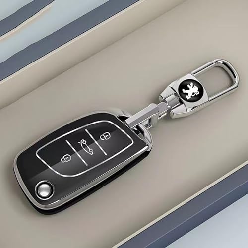 LEVABE Autoschlüssel Hülle für Peugeot 4008, TPU Schlüsselabdeckung Schlüsselbox Cover Schutz Schlüssel Gehäuse Zubehör,1-C