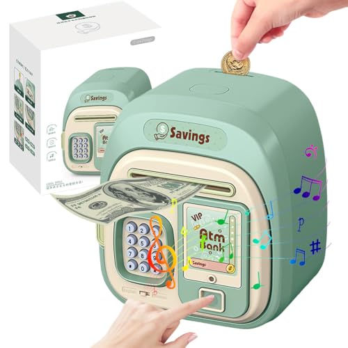 Elektronisches Sparschwein mit Musik, Elektronische Spardose Tresor für Kinder Mädchen Jungen, Geldtresor, Money Box mit Passwort, Spardose Kinder Safe Passwort ATM Sparschwein (D)