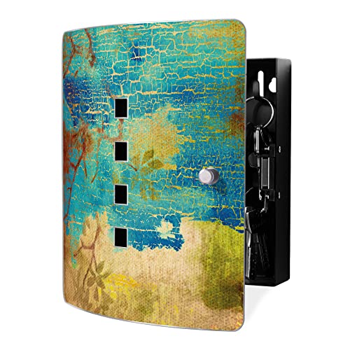 banjado Design Schlüsselkasten aus Edelstahl für 10 Schlüssel/Schlüsselbox zur Schlüsselaufbewahrung 24 x 21,5 x 7cm groß mit praktischem Magnetverschluss/Motiv Patina