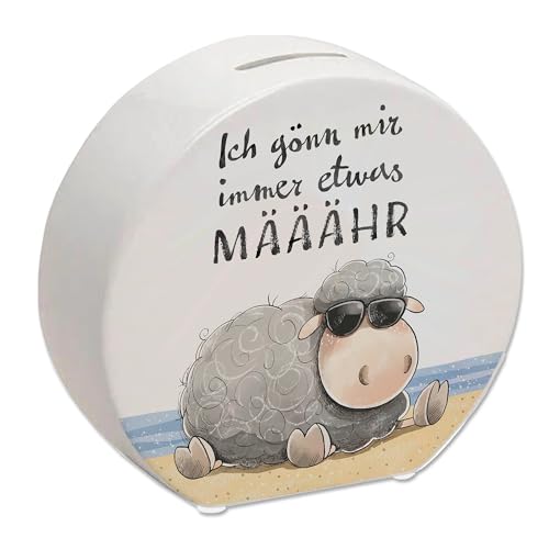 Schaf Spardose mit Spruch Ich gönn Mir Immer etwas MÄÄÄHR Witziger Meerspaß Flauschiges Bauerntier für Urlaub Nordlichtträume Süßes Sparschwein-Design