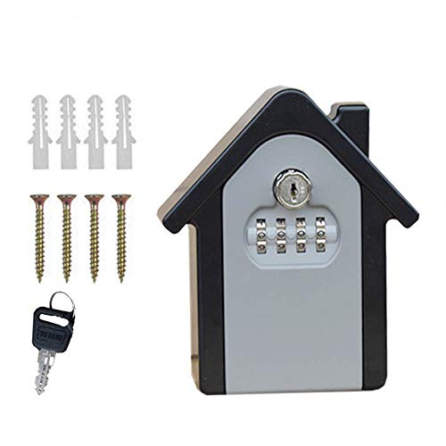 NUZAMAS Realtor Schlüsselschloss, 2-in-1, 4-stellige Kombination und Schlüsseltresor, tragbar, für den Außenbereich, zum Teilen und Sichern von Schlüsseln, zur Wandmontage