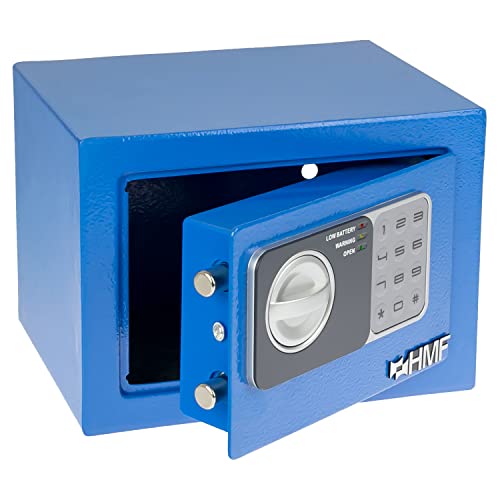 HMF 46126-05 Safe Tresor klein mit Zahlenschloss, Möbeltresor | 23 x 17 x 17 cm | Blau
