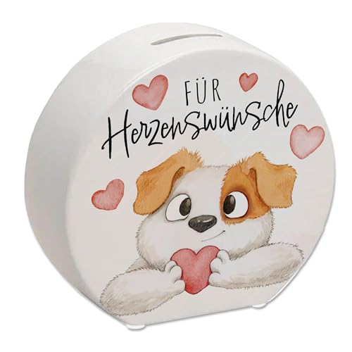 Hund Spardose mit Spruch Für Herzenswünsche Haustier-Liebe Geschenk für Hundemensch Terrier-Fans Herzen verbinden Freundschaft Geburtstag