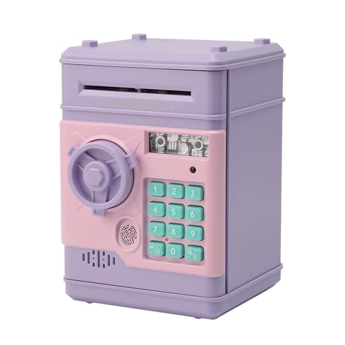 Ruspela Elektronische Spardose Tresor Münze Geld Safe Kinder ATM Geldmünzbanken mit Passwortschutz, Elektronisches Sparschwein mit Passwort- und Fingerabdruck- Entriegelungssimulation für Kinder