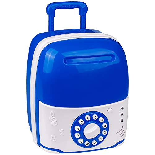 alles-meine.de GmbH XXL elektronische Spardose - mit Zahlenkombination/Passwort + Sound + Licht - digitaler Tresor als Trolley Sparschwein für Kinder Familienkasse Gutschein R..