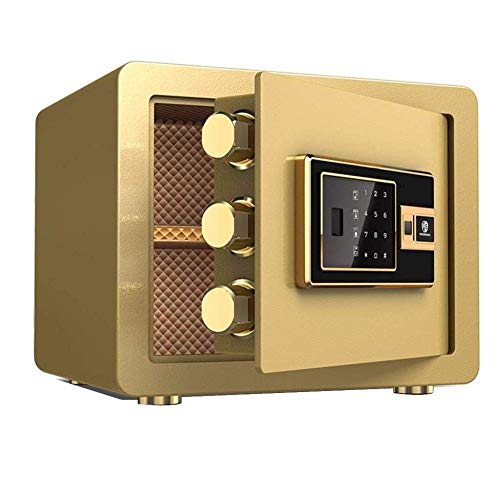 Digitaler Schlüsseltresor zur Wandmontage, für Versicherungsbox, biometrischer Fingerabdruck, inkl. 2 Notfallschlüssel, 38 x 32 x 30 cm (Farbe: Braun) (Farbe: Gold) (Rosa) (Gold)