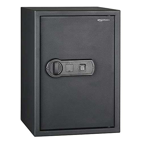 Amazon Basics Elektronisch Schlüssel Biometrisch Tresor mit Fingerabdruck-Verschlusssystem, 50 l, Schwarz