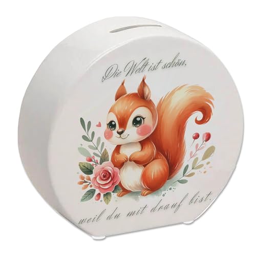 Eichhörnchen Spardose mit Spruch Die Welt ist schön durch Dich Niedliche Eichhörnchen Spardose Süßes Flauschiges Tier Kleiner Nager Säugetier