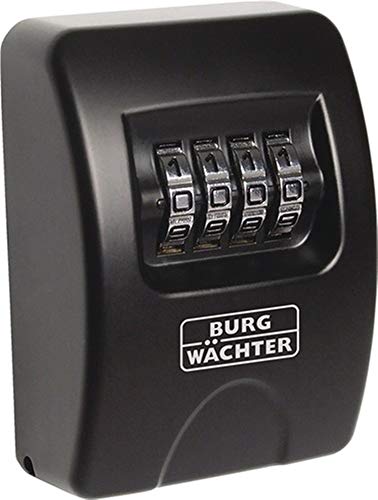 Burg Wächter Schlüsseltresor mit 4-stelligem Zahelncode für außen und innen, Sicher, Wandmontage, Key Safe 10 SB, Schwarz, KeySafe 10, Außen: 85x61x39mm (HxBxT)