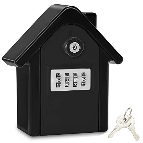 WACCET Schlüsseltresor, Schlüsselsafe mit Zahlencode außen Groß Kapazität Safe für Schlüssel, Schlüsselbox Wandmontage für Aussen Innen Garage Home Office Schlüssel (Schwarz)