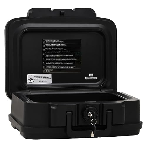 vidaXL Tresor Safe Box Haussafe Geldschrank Möbeltresor Wertschutzschrank Tresorbox mit Schlüssel Feuerfest Wasserdicht Schwarz 38x32,5x16,5cm
