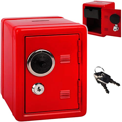 alles-meine.de GmbH Metall - Spardose Tresor Schrank - rot - mit 2 Schlüssel & Zahlenschloss/Kombinationsschloss - Geldtresor - Geldsafe - aus Sparschrank - stabile Sparbüchse ..
