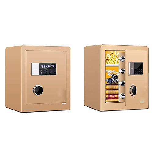 Safes Digitaler Safe mit digitalem Schloss, Anti-Diebstahl, mit digitalem Schloss, Wandschrank, Safe für Waffen-Wertsachen (Gold, 38 x 32 x 45 cm)