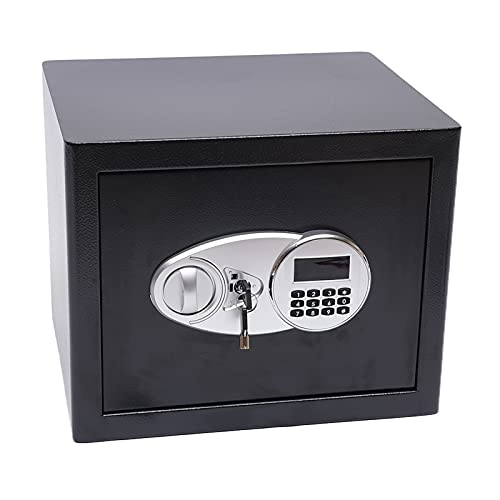 Elektronik Safe mit Zahlenschloss & Schlüssel 37x31x30cm Passwort Safe Schlüsseltresor Minisafe Home Office Safe Möbeltresor Einbau-Tresor Für Ausweise, A4-Dokumente, Laptop, Schmuck