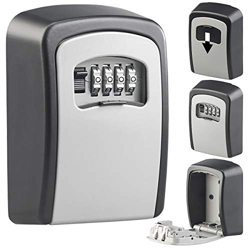 Xcase Kleiner Schlüsseltresor: Mini-Schlüssel-Safe zur Wandmontage, 1-mm-Aluminium, Zahlenschloss (Schlüsselsafe für 1 Schlüssel, Schlüsselkasten mit Code, Schlüsselschrank)