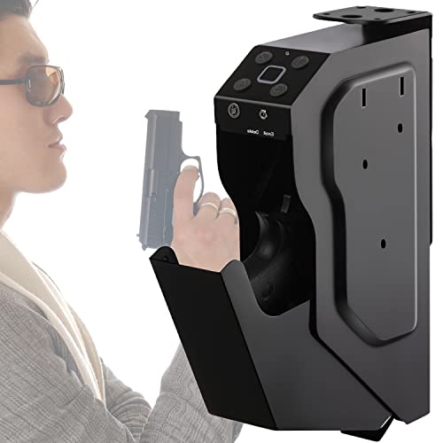 HNCXHX Fingerabdruck Kurzwaffe Tresor,3-in-1-Tragbarer Waffenbox-Safe,Stahl-Waffenbox mit Sicherheitspasswort und 2 Schlüsseln,für Money/Gun/Pistol/Cash/schmuck Schloss Safe