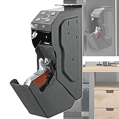 UYSELA Handfeuerwaffen-Safe,Fingerabdruck-Waffentresor mit Schlüsselschloss,Schusswaffen-Sicherheitsgerät,Schnellzugriff-Sicherheitsschloss,Schlüsseltresor für sichere Sicherheit zu Hause