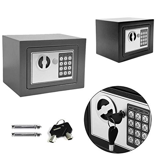 Klein Elektronik Safe Tresor mit zahlenschloss und 2 Notschlüssel Wasserdichte Sicherheitsbox Wandtresor 23 x 17 x 17 cm 4,6 l Grau