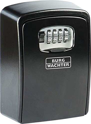 BURG-WÄCHTER Schlüsseltresor mit 4-stelligem Zahlencode für außen und innen, Sicher, Groß, Wandmontage, Key Safe 40 SB, Schwarz